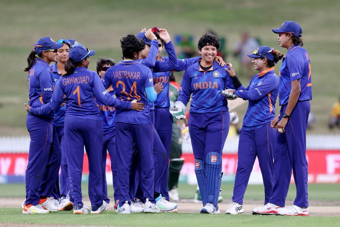 Indian women's team celebrating after the win over Bangladesh