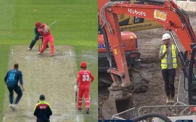 Watch: Liam Livingstone hit monster six lands in construction site in T20 blast